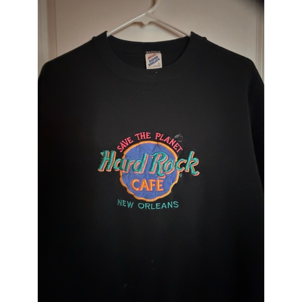 Vintage 80's Hard Rock Cafe New Orleans Embroidered Crewneck Mens Large USA Made